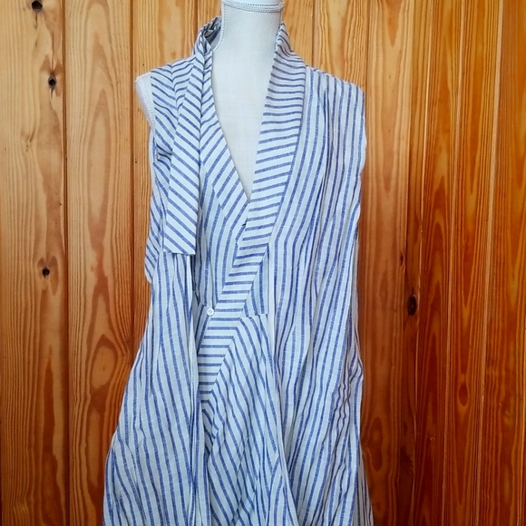 Anthropologie Asymmetric French Blue Stripe Wrap Tunic/Dress - Picture 14 of 15